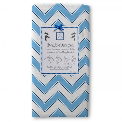 Пеленка детская тонкая SwaddleDesigns Маркизет Blue Chevron