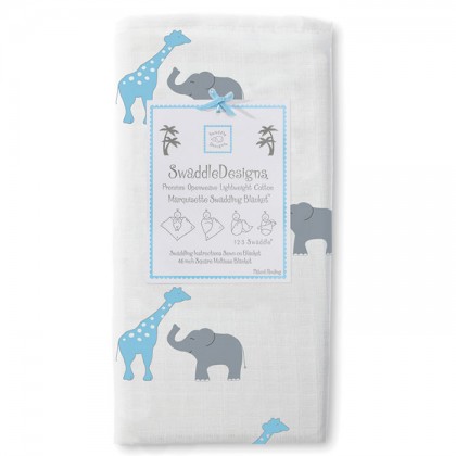 Пеленка детская тонкая SwaddleDesigns Маркизет B Giraffe/Elephant