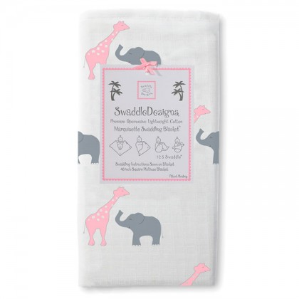 Пеленка детская тонкая SwaddleDesigns Маркизет P Giraffe/Elephant