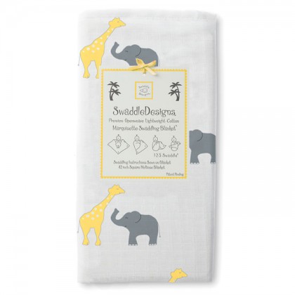 Пеленка детская тонкая SwaddleDesigns Маркизет Y Giraffe/Elephant