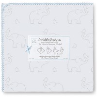 Фланелевая пеленка для новорожденного SwaddleDesigns Слоники с птичками голубая