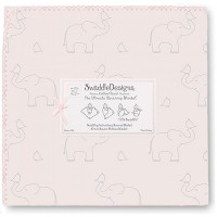 Фланелевая пеленка для новорожденного SwaddleDesigns Слоники с птичками розовая