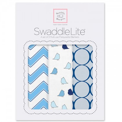 Набор пеленок SwaddleDesigns SwaddleLite Chic Chevron Lite Blue, 3 шт