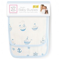 Полотенчики SwaddleDesigns Muslin Baby Burpie Blue Ships Ahoy