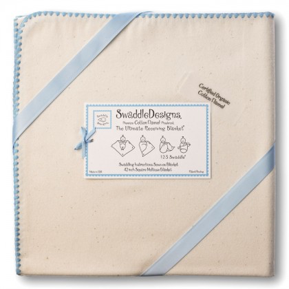 Пеленка из органического хлопка SwaddleDesigns "Натуральная с кантом"