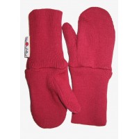 Варежки двухслойные из шерстяного трикотажа Бордовые ManyMonths