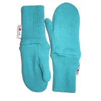 Варежки двухслойные из шерстяного трикотажа Бирюзовые ManyMonths