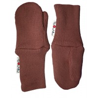 Варежки двухслойные из шерстяного трикотажа Коричневые ManyMonths