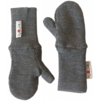 Варежки двухслойные из шерстяного трикотажа Серые ManyMonths