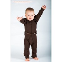 Термокомбинезон из шерстяного трикотажа Коричневый ManyMonths