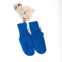 Варежки двухслойные из шерстяного трикотажа Синие ManyMonths