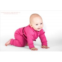 Термокомбинезон из шерстяного трикотажа Розовый ManyMonths