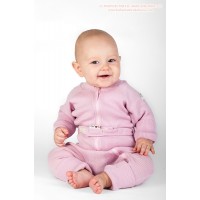 Термокомбинезон из шерстяного трикотажа Нежно-розовый ManyMonths