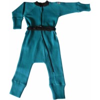 Термокомбинезон из шерстяного трикотажа Бирюзовый ManyMonths