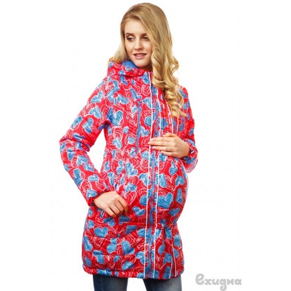 Слингокуртка демисезонная Ехидна "Челси", цвет  бирюза/сердечки