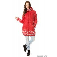 Слингокуртка зимняя  "ИНГРИД", цвет олени/коралл