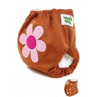 Многоразовый подгузник Беж/цветочек Mum's Era (со вкладышами)
