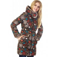 Слингокуртка зимняя "ГЕРДА" шоколад/цветы "Ехидна"
