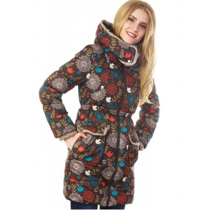 Слингокуртка зимняя "ГЕРДА" шоколад/цветы "Ехидна"