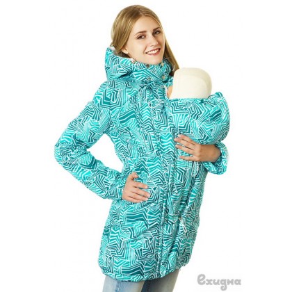 Слингокуртка зимняя "МОНРЕАЛЬ" Бирюза с орнаментом "Ехидна"