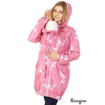 Слингокуртка демисезонная Ехидна "Глорис" Розовая/белые цветы