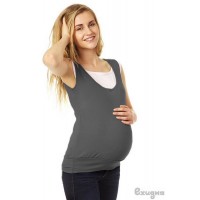 Майка для беременных и кормящих "Корнелия" Серая/Белая